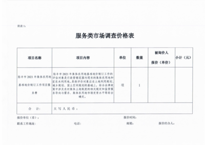 陸豐市2021年集體農(nóng)用地基準(zhǔn)地價制訂項目服務(wù)費市場詢價調(diào)查技術(shù)推廣服務(wù)